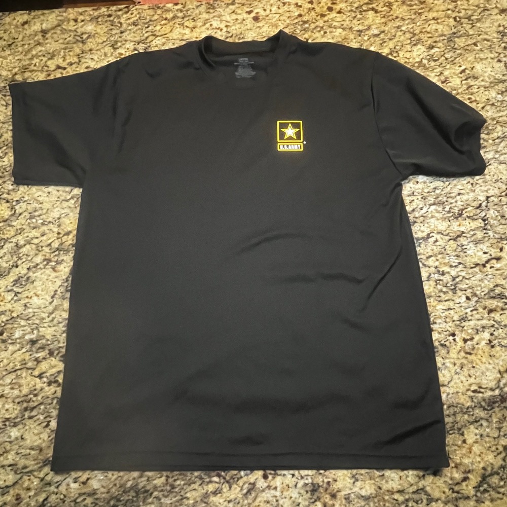 US Army‎ APFU Physical Fitness Uniform T-Shirt Black Yellow Star Mens Large PFU